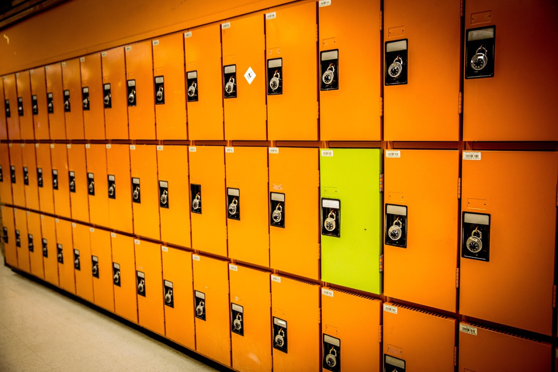 school hallway lockers